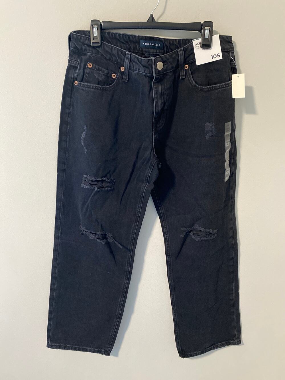 New Aeropostale Low Rise Baggy Jeans Black Women's Size 10 Short